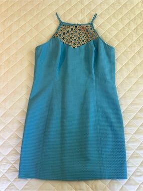 Lilly Pulitzer Larina Shift Dress in Sea Spray Blue Size 14